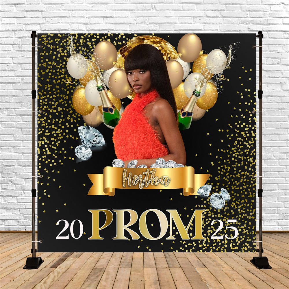Prom Backdrops Gold Confetti Diamond Personalized Graduation Party Backdrop UK MRR5-52