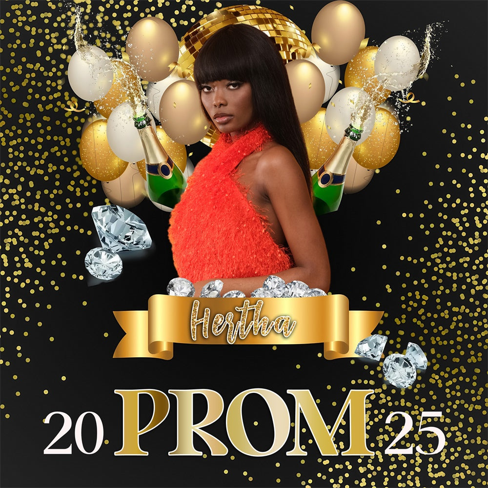 Prom Backdrops Gold Confetti Diamond Personalized Graduation Party Backdrop UK MRR5-52
