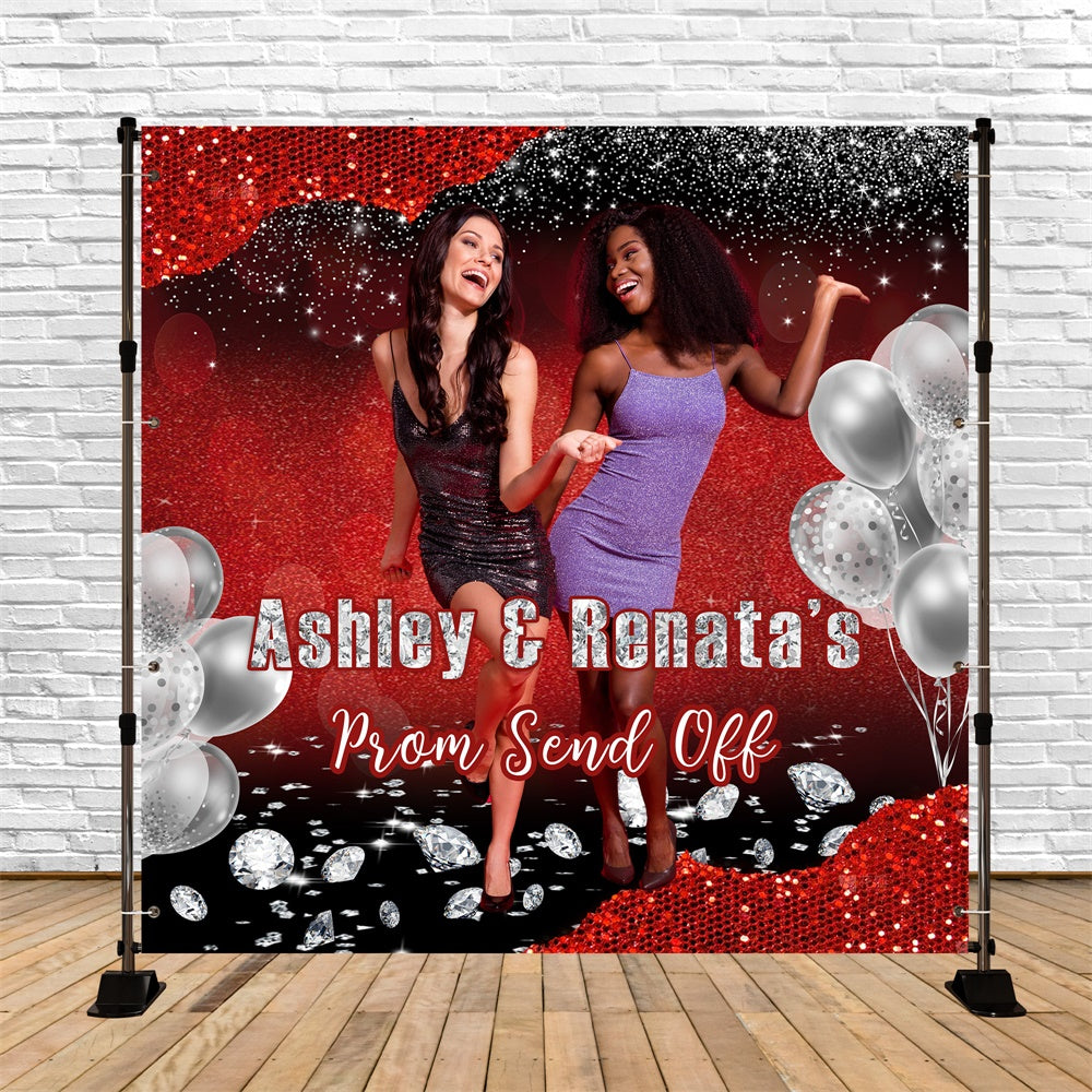 Prom Photo Backdrop Bold Red Glitter Customized Graduation Party Backdrop UK MRR5-54