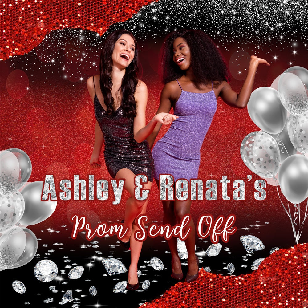 Prom Photo Backdrop Bold Red Glitter Customized Graduation Party Backdrop UK MRR5-54