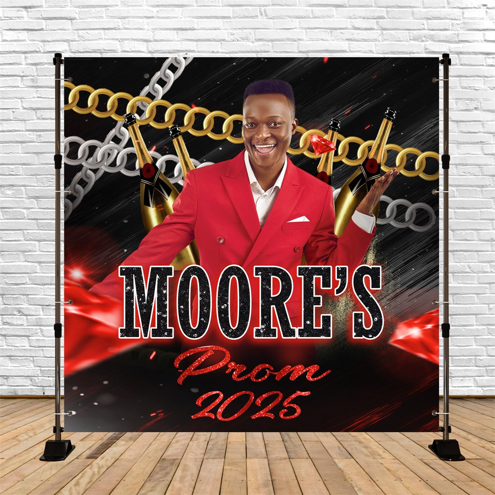 Prom Backdrop Stylish Chain Champagne Custom Graduation Party Backdrop UK MRR5-55