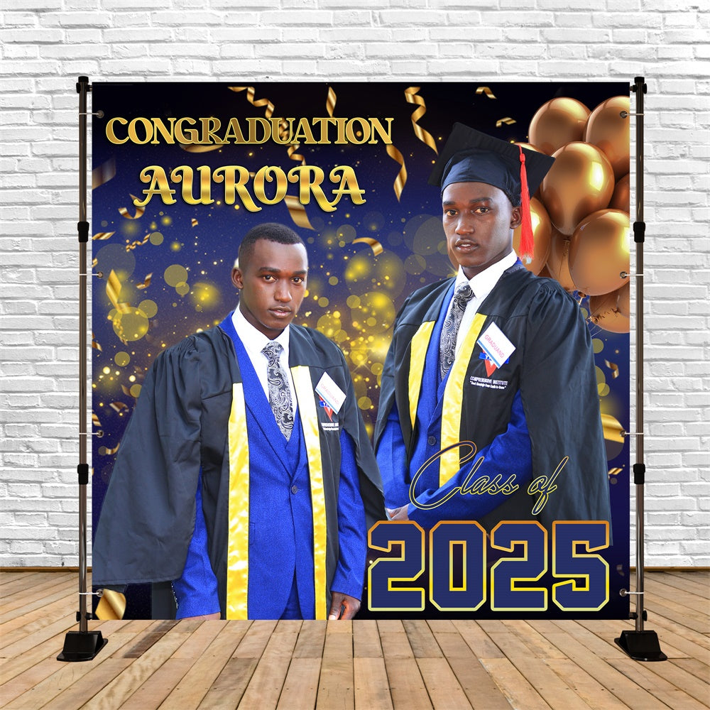 Graduated Backdrop Balloon Shiny Blue Custom Graduation Party Backdrop UK MRR5-56