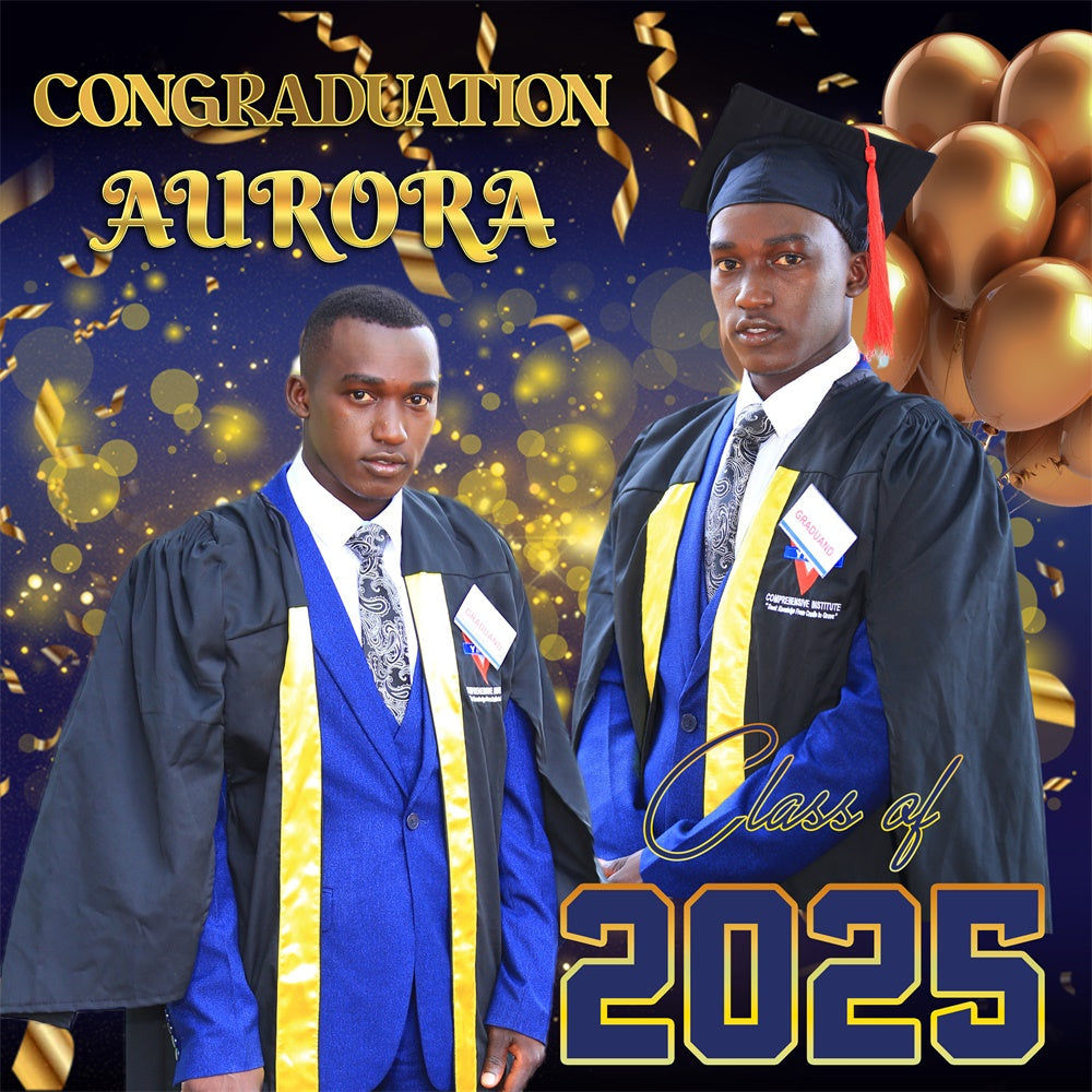 Graduated Backdrop Balloon Shiny Blue Custom Graduation Party Backdrop UK MRR5-56