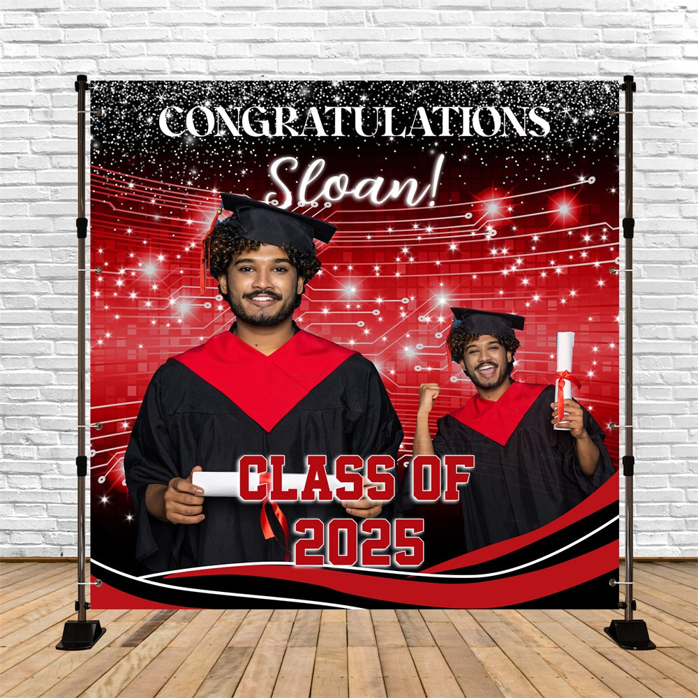 Custom Graduation Backdrop Bold Tech-Inspired Graduation Party Backdrop UK MRR5-57