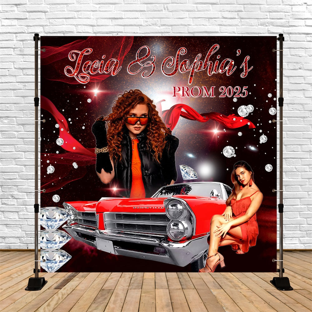Prom Backdrop Ideas Vintage Car Shine Custom Graduation Party Backdrop UK MRR5-60