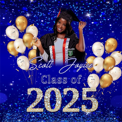 Blue Graduation Backdrop Royal Blue Sparkle Custom Party Graduation Backdrop UK MRR6-10