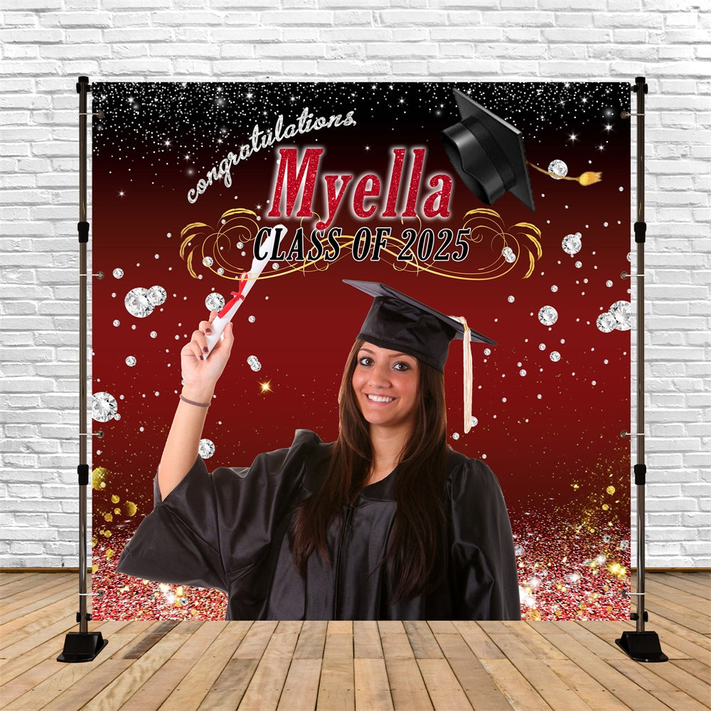 Customized Graduation Backdrop Dazzling Diamond Party Graduation Backdrop UK MRR6-19