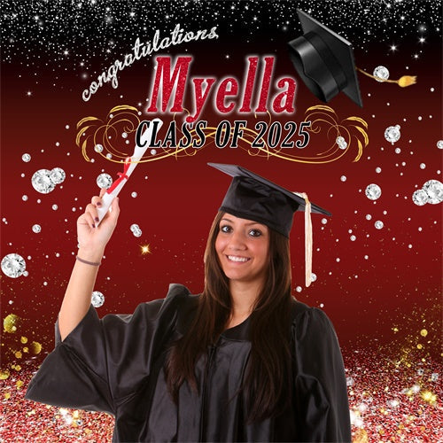 Customized Graduation Backdrop Dazzling Diamond Party Graduation Backdrop UK MRR6-19