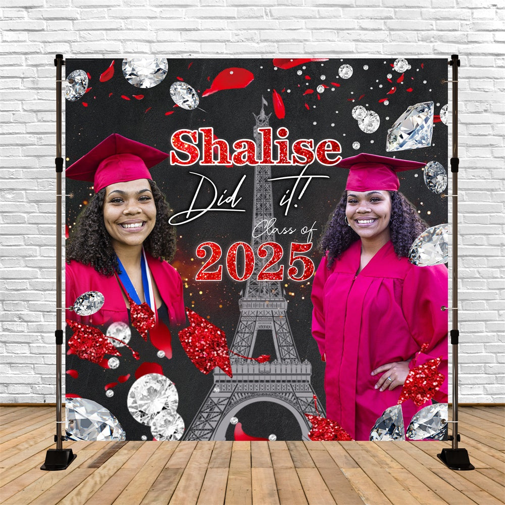 Graduation Photo Backdrop Paris Glam Customized Party Graduation Backdrop UK MRR6-20