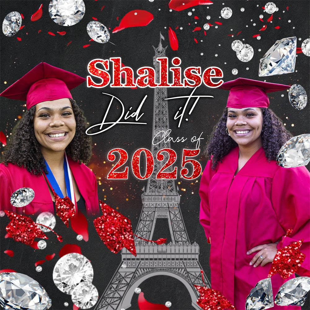 Graduation Photo Backdrop Paris Glam Customized Party Graduation Backdrop UK MRR6-20