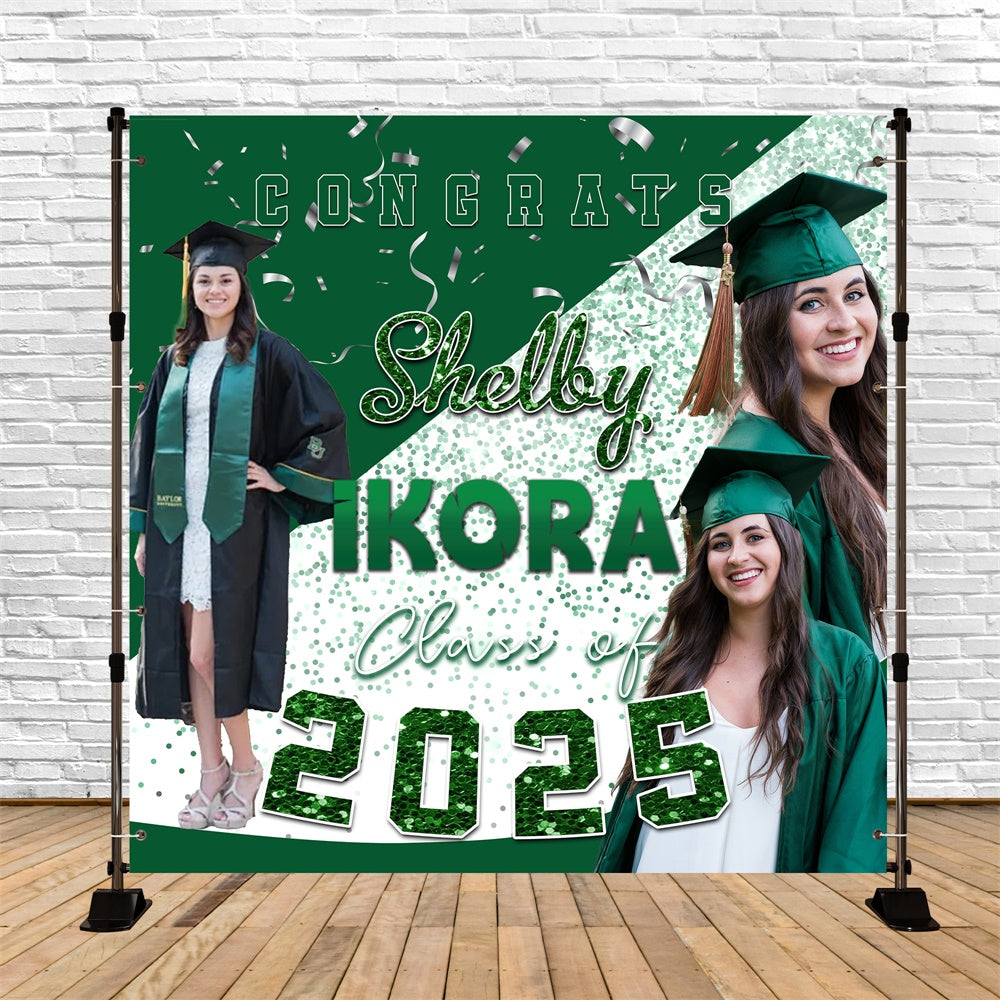 Graduation Backdrops Emerald Confetti Customized Party Graduation Backdrop UK MRR6-24