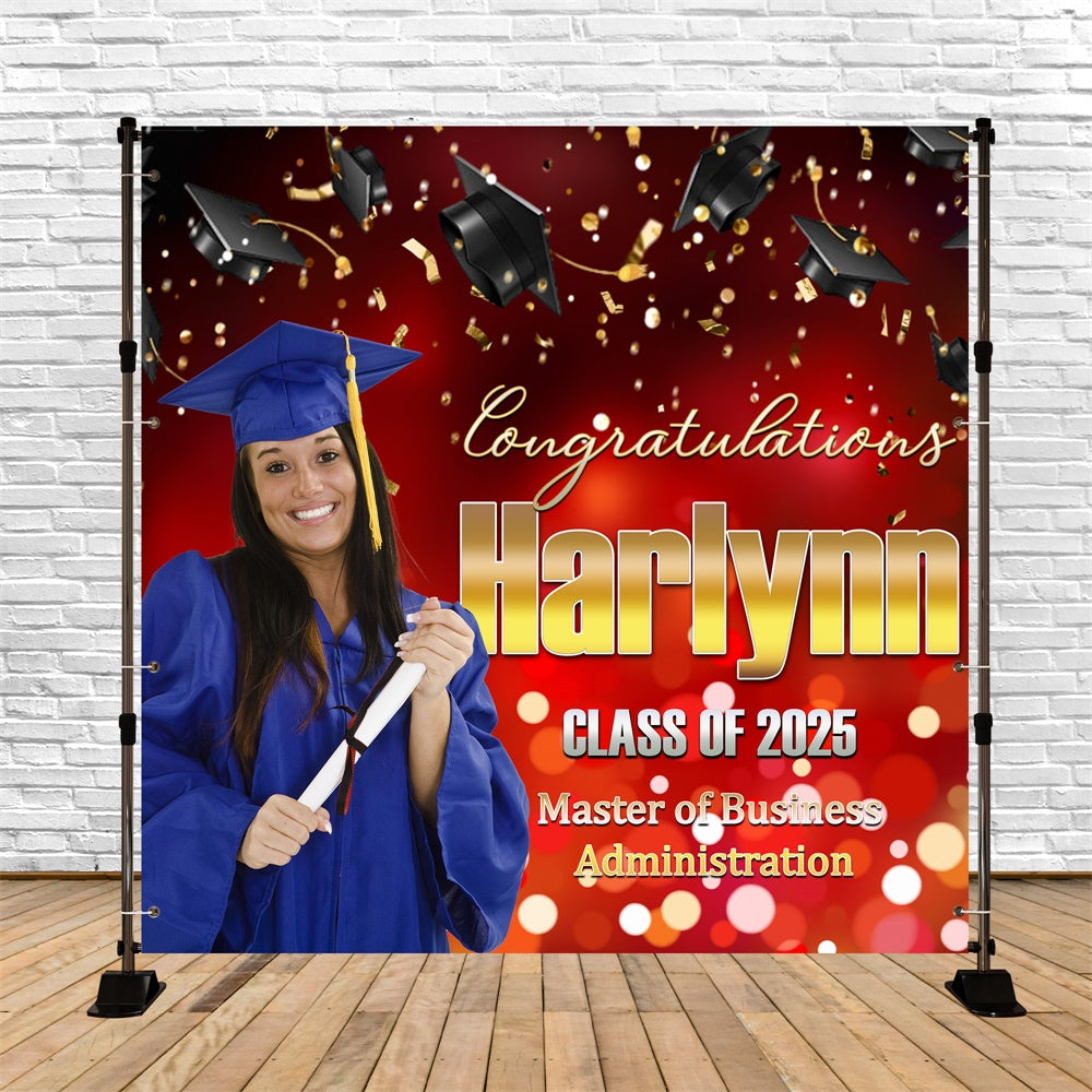 Backdrop Graduation Red Bokeh Sparkle Customized Party Graduation Backdrop UK MRR6-27