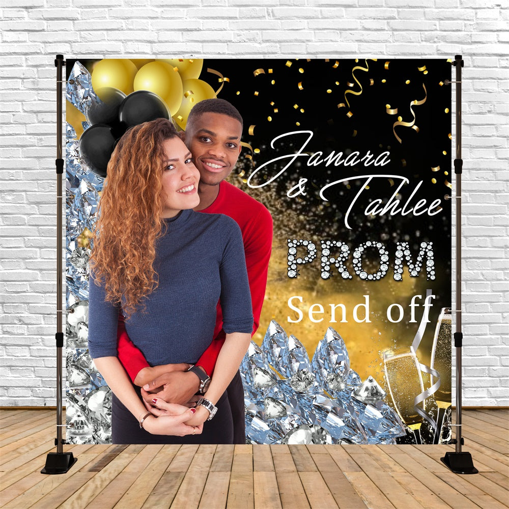 Prom 2025 Backdrop Golden Spark Romance Custom Party Graduation Backdrop UK MRR6-30