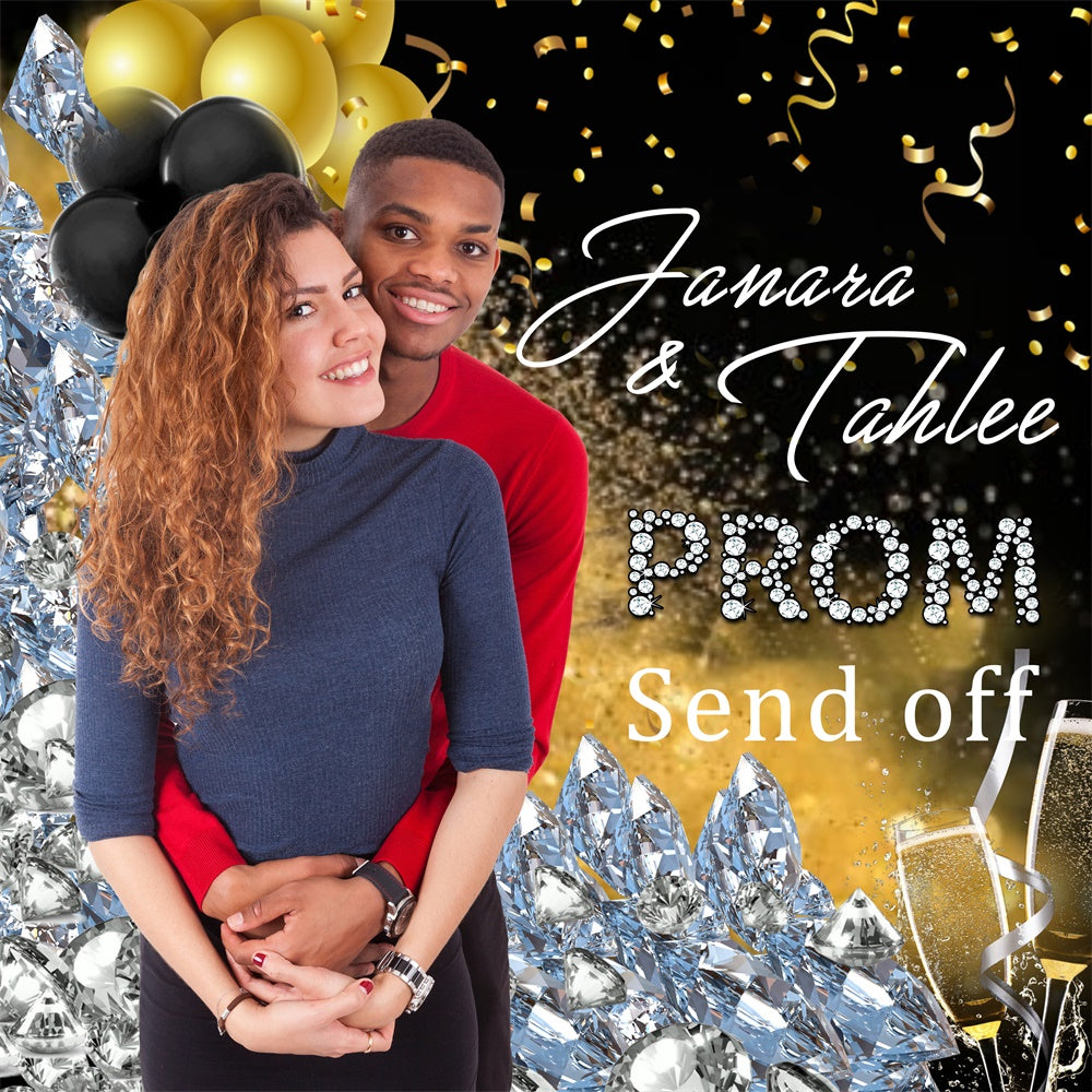 Prom 2025 Backdrop Golden Spark Romance Custom Party Graduation Backdrop UK MRR6-30