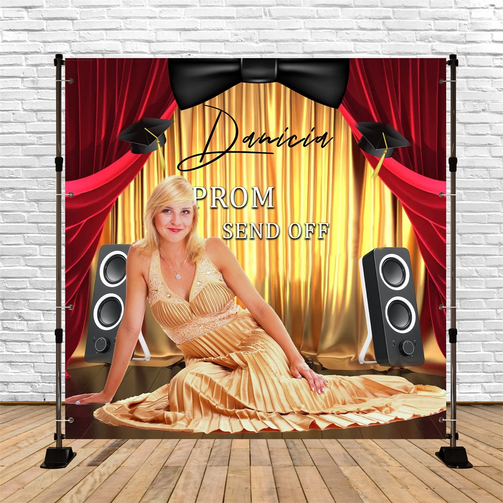 Prom Photo Backdrop Golden Stage Vibes Custom Party Graduation Backdrop UK MRR6-32