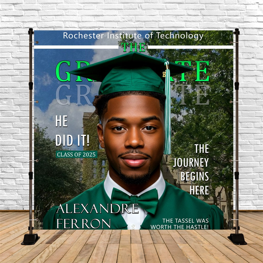 Graduation Backdrops Emerald Journey Customized Party Graduation Backdrop UK MRR6-33