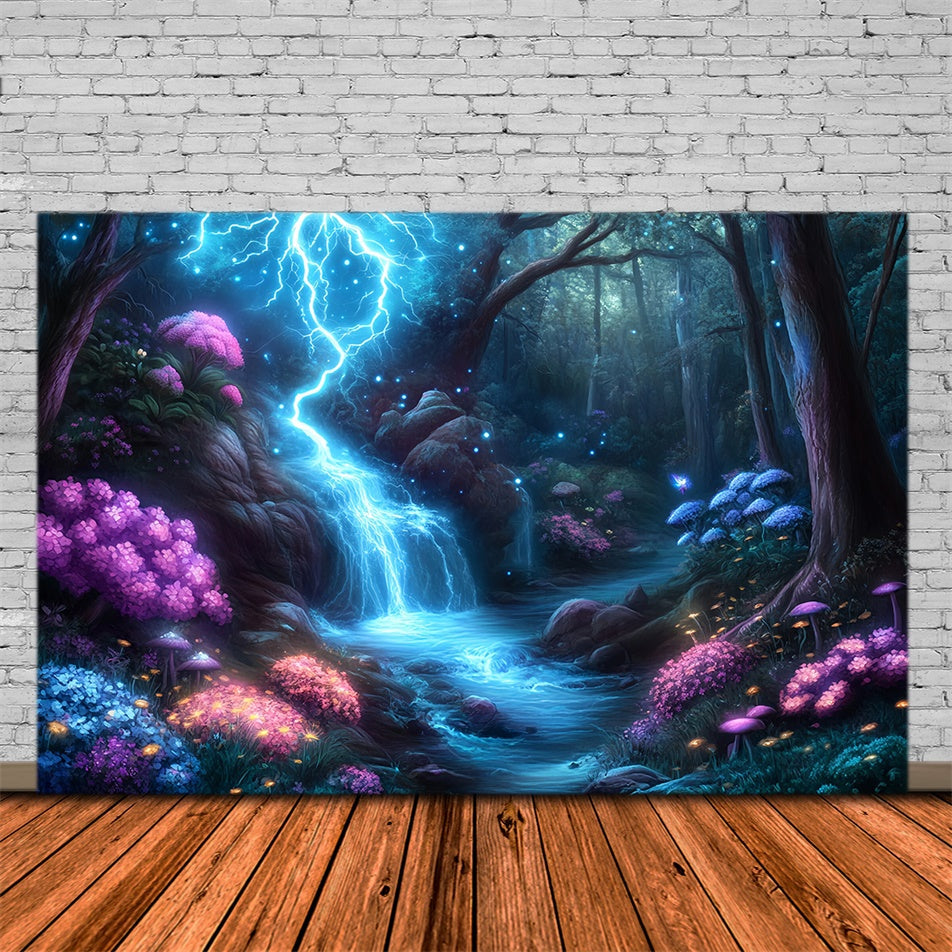 Magical Forest Backdrop Glowing Thunder Cascade Backdrop UK MRR7-101