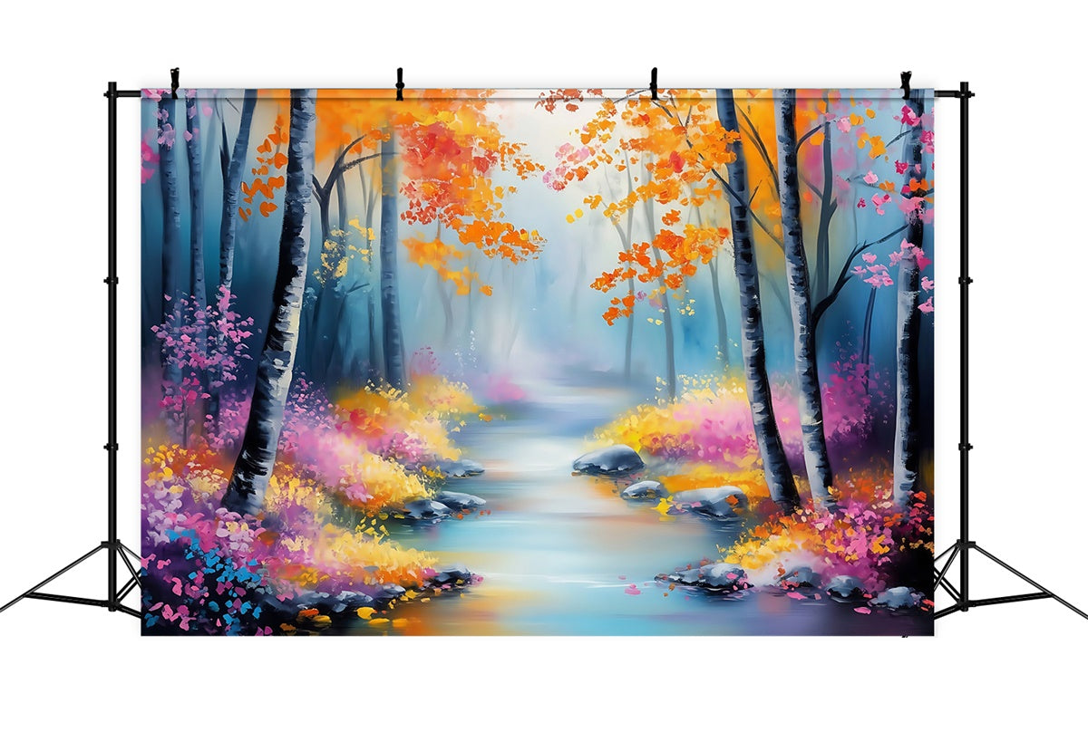Fantasy Forest Backdrop Pastel Leaf Stream Backdrop UK MRR7-104