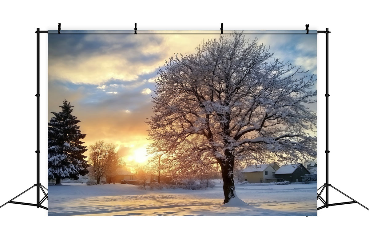 Backdrop Forest Winter Sunset Serenity Backdrop UK MRR7-107