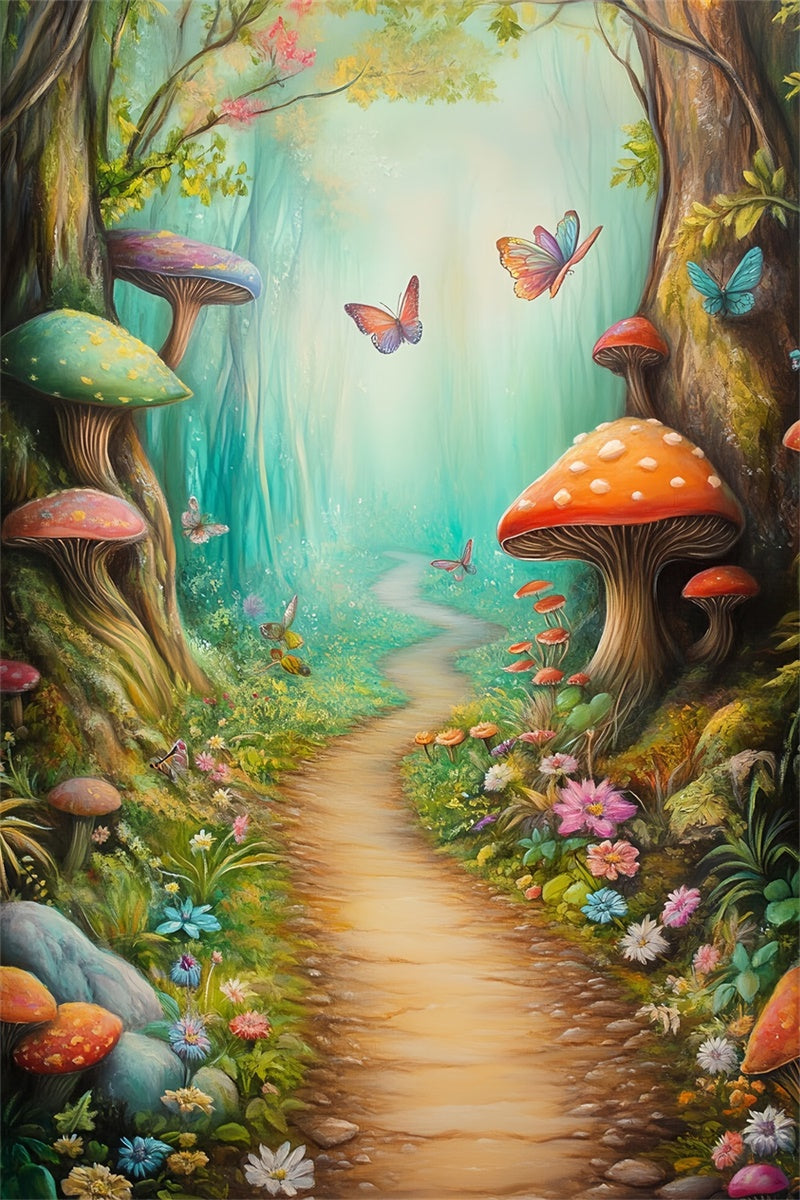Fairy Forest Backdrop Butterfly Trail Mushroom Backdrop UK MRR7-110