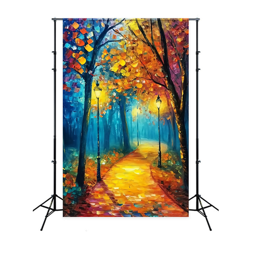 Forest Photo Backdrop Oilpaint Sunset Forest Backdrop UK MRR7-114