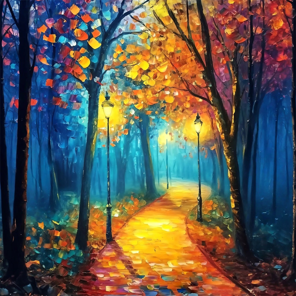 Forest Photo Backdrop Oilpaint Sunset Forest Backdrop UK MRR7-114