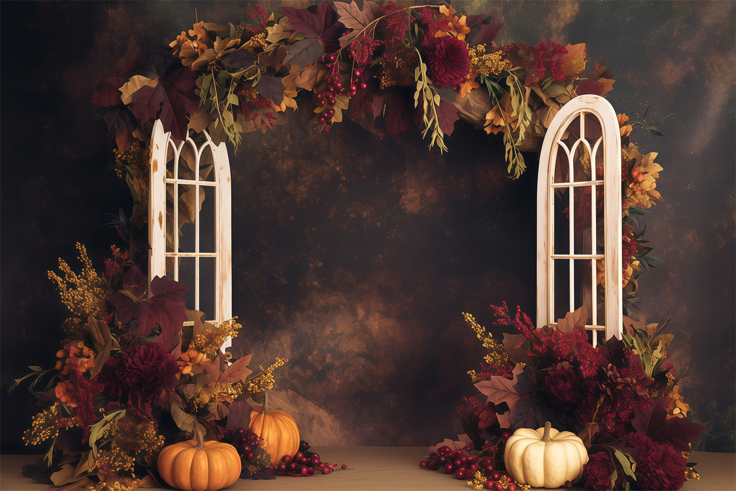 Fall Photoshoot Backdrop Dark Floral Harvest Backdrop UK MRR7-122