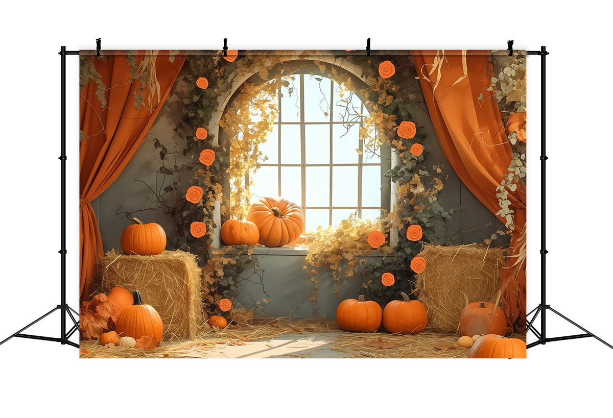 Autumn Backdrops Harvest Window Hay Scene Backdrop UK MRR7-125