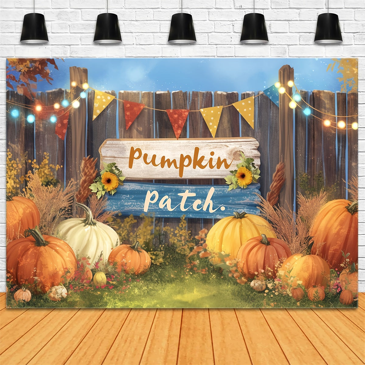 Autumn Photo Backdrop Rustic Banner Pumpkin Backdrop UK MRR7-126