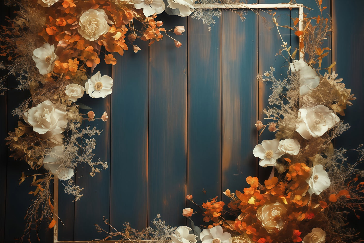Autumn Backdrop Rustic Floral Wood Panel Backdrop UK MRR7-127