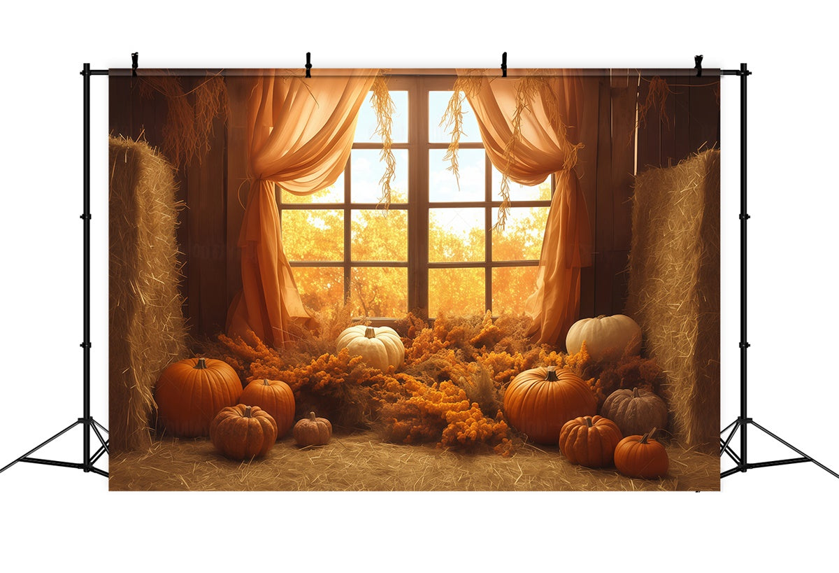 Autumn Photo Backdrop Rustic Haystack Drapes Backdrop UK MRR7-131