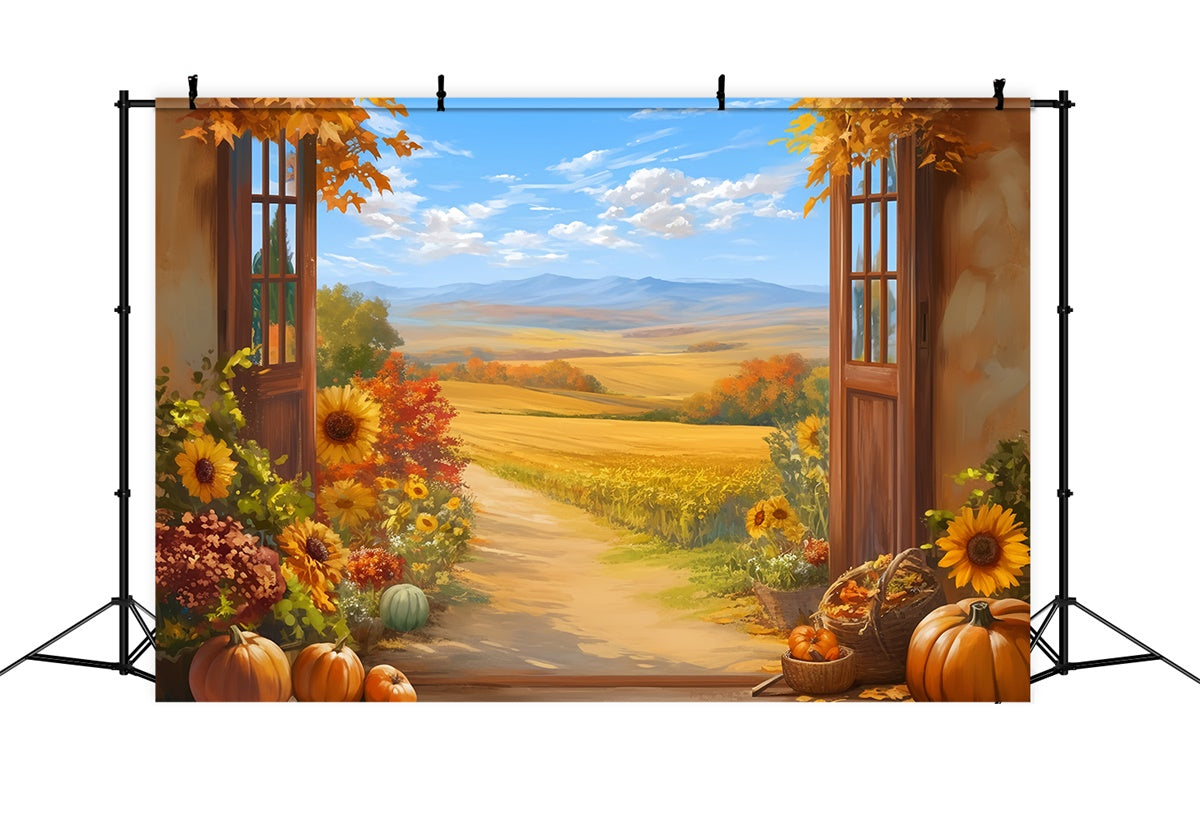 Fall Backdrops Pumpkin Porch Country Trail Backdrop UK MRR7-132
