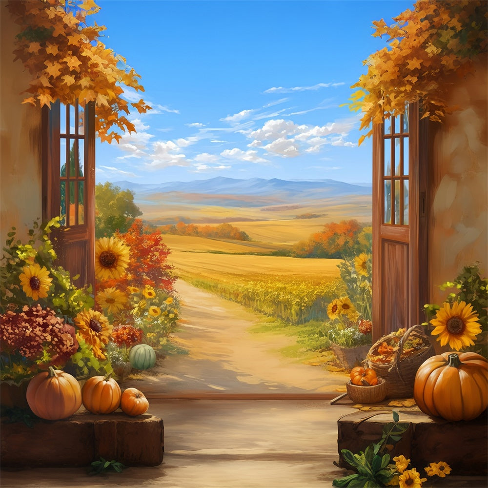 Fall Backdrops Pumpkin Porch Country Trail Backdrop UK MRR7-132