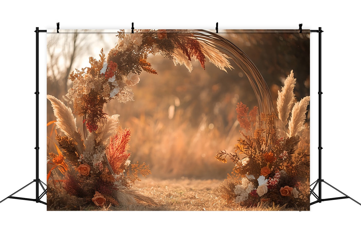 Boho Backdrops Pampas Bloom Circle Autumn Backdrops UK MRR7-137