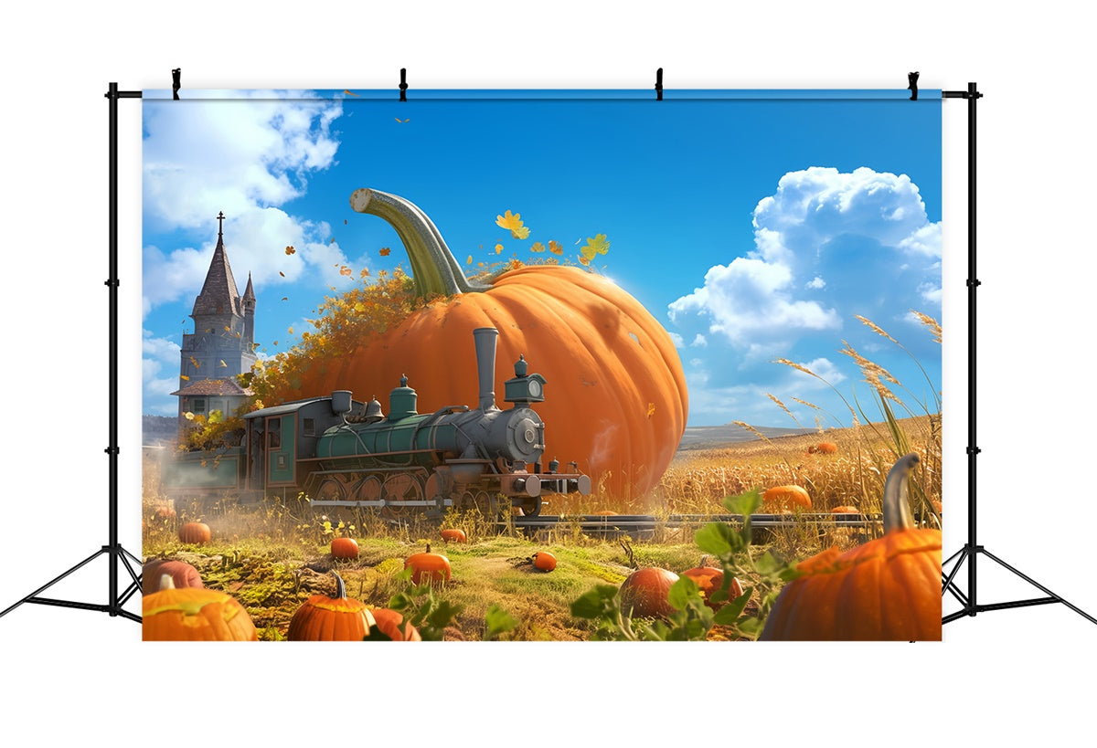 Fall Photo Backdrop Fairytale Harvest Train Backdrop UK MRR7-138