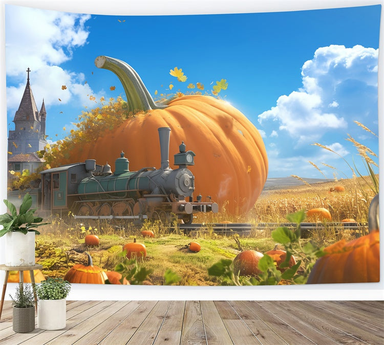 Fall Photo Backdrop Fairytale Harvest Train Backdrop UK MRR7-138