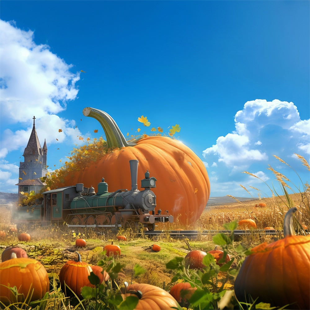 Fall Photo Backdrop Fairytale Harvest Train Backdrop UK MRR7-138