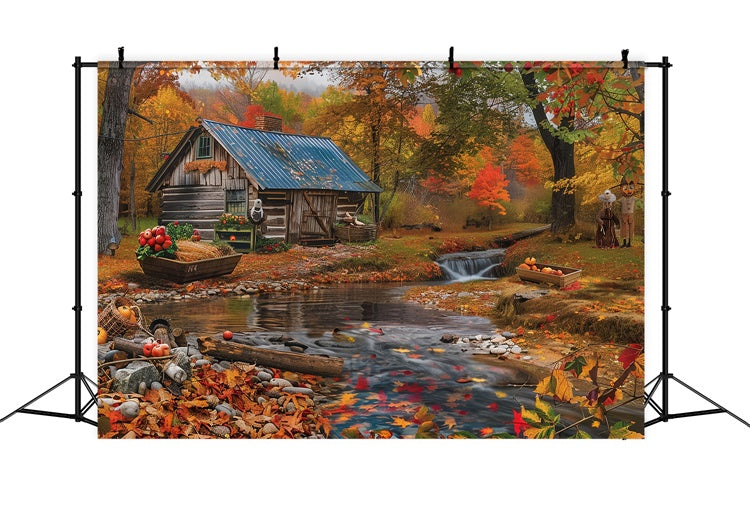 Fall Forest Backdrop Creekside Cabin Woodland Backdrop UK MRR7-139
