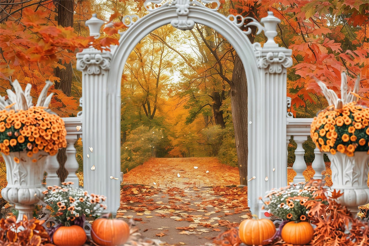 Autumn Leaves Backdrop Archway Forest Trail Backdrop UK MRR7-140