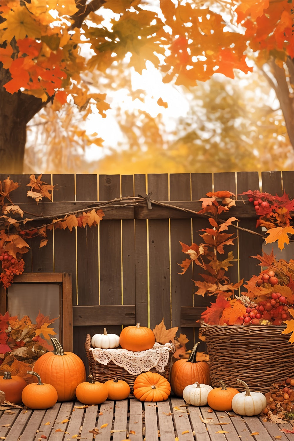 Fall Photography Backdrops Cozy Corner Pumpkin Backdrop UK MRR7-142