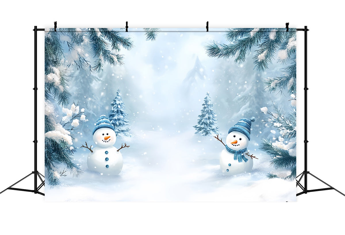 Winter Backdrop Photography Forest Snowman Fun Backdrop UK MRR7-148