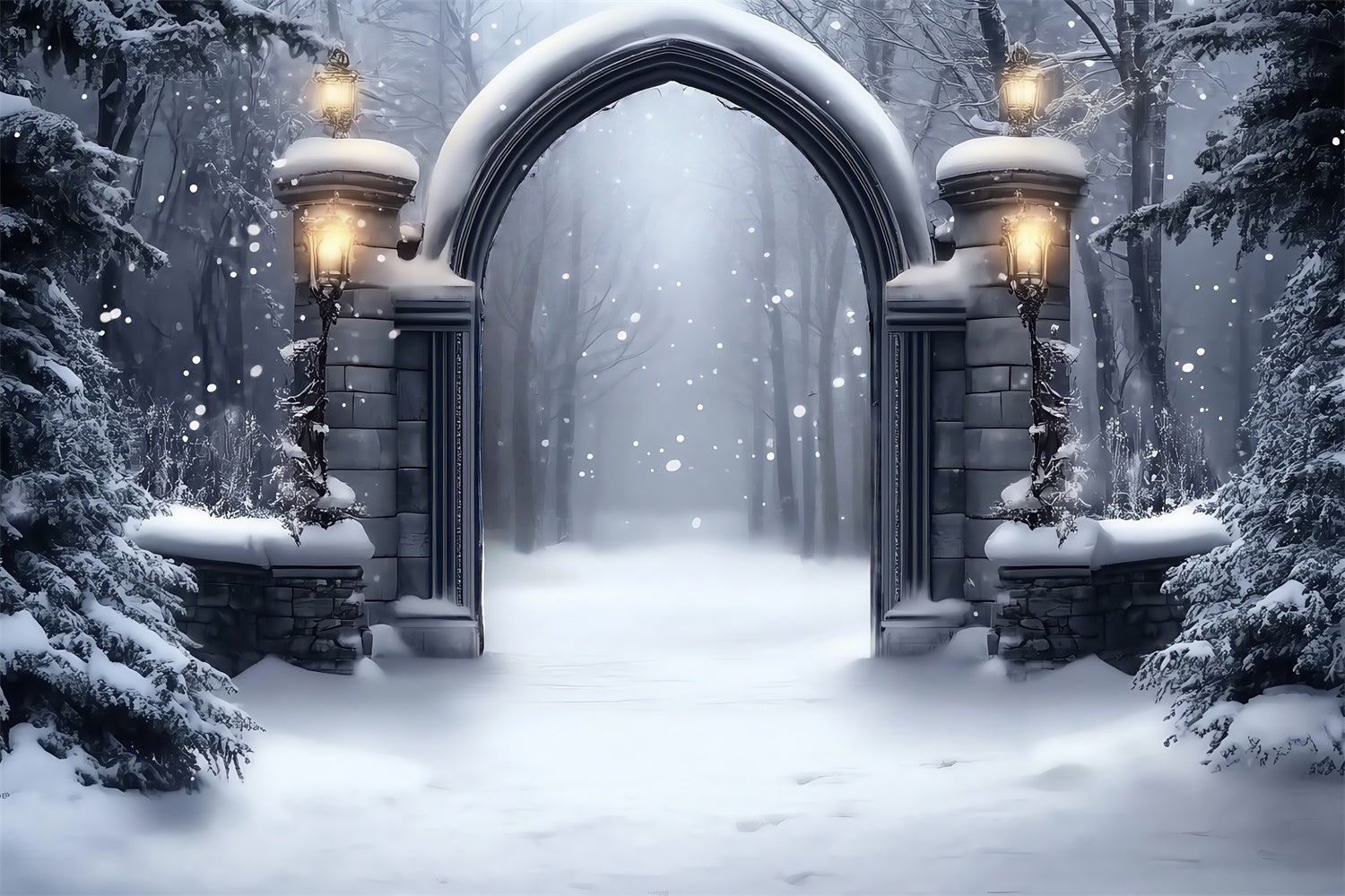 Winter Snow Backdrop Gothic Snow Gate Backdrop UK MRR7-152