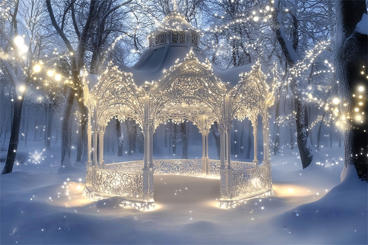 Winter Wonderland Backdrop Enchanted Gazebo Glow Backdrop UK MRR7-154