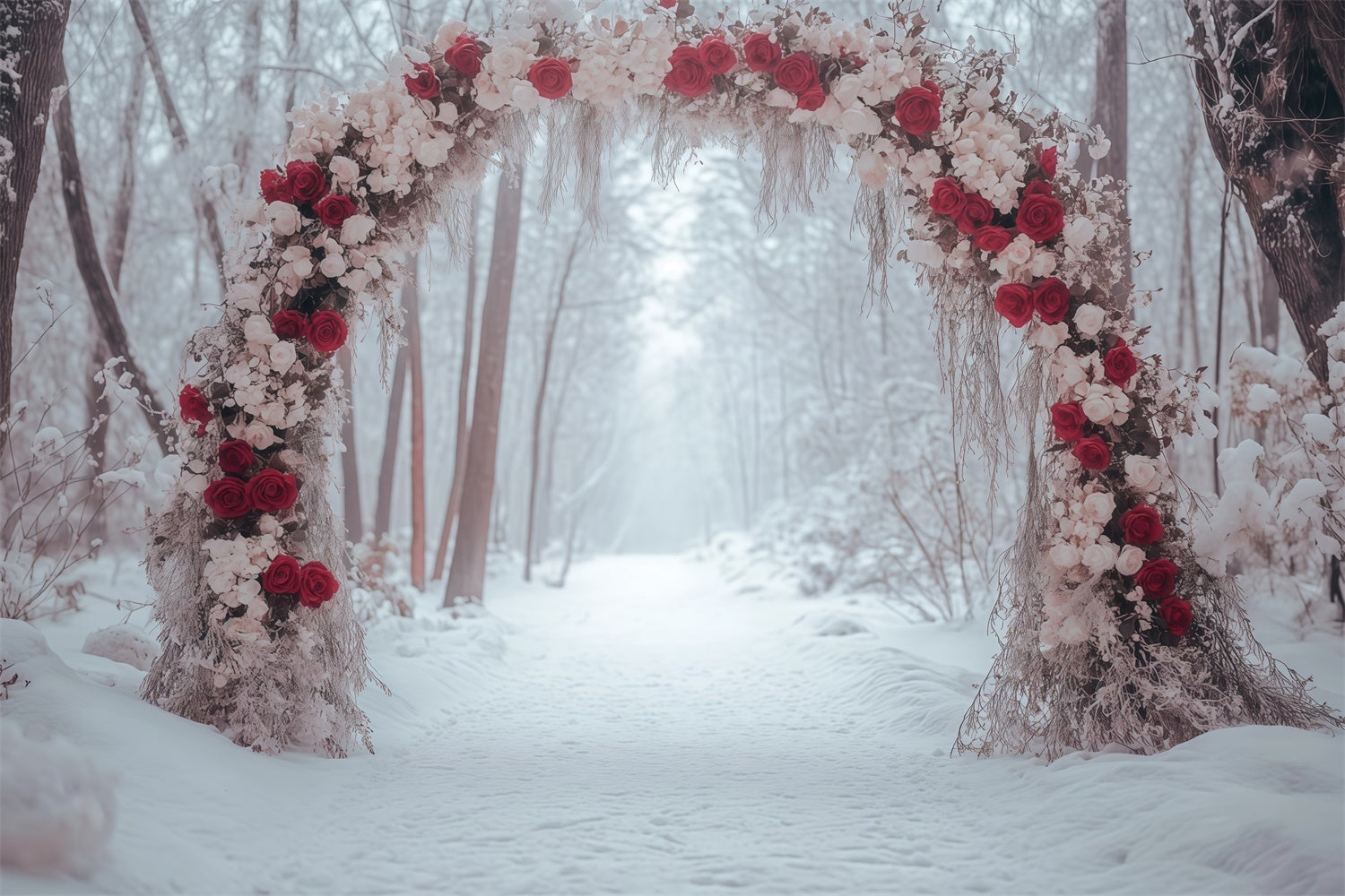 Winter Forest Backdrop Rose Arch Path Backdrop UK MRR7-158