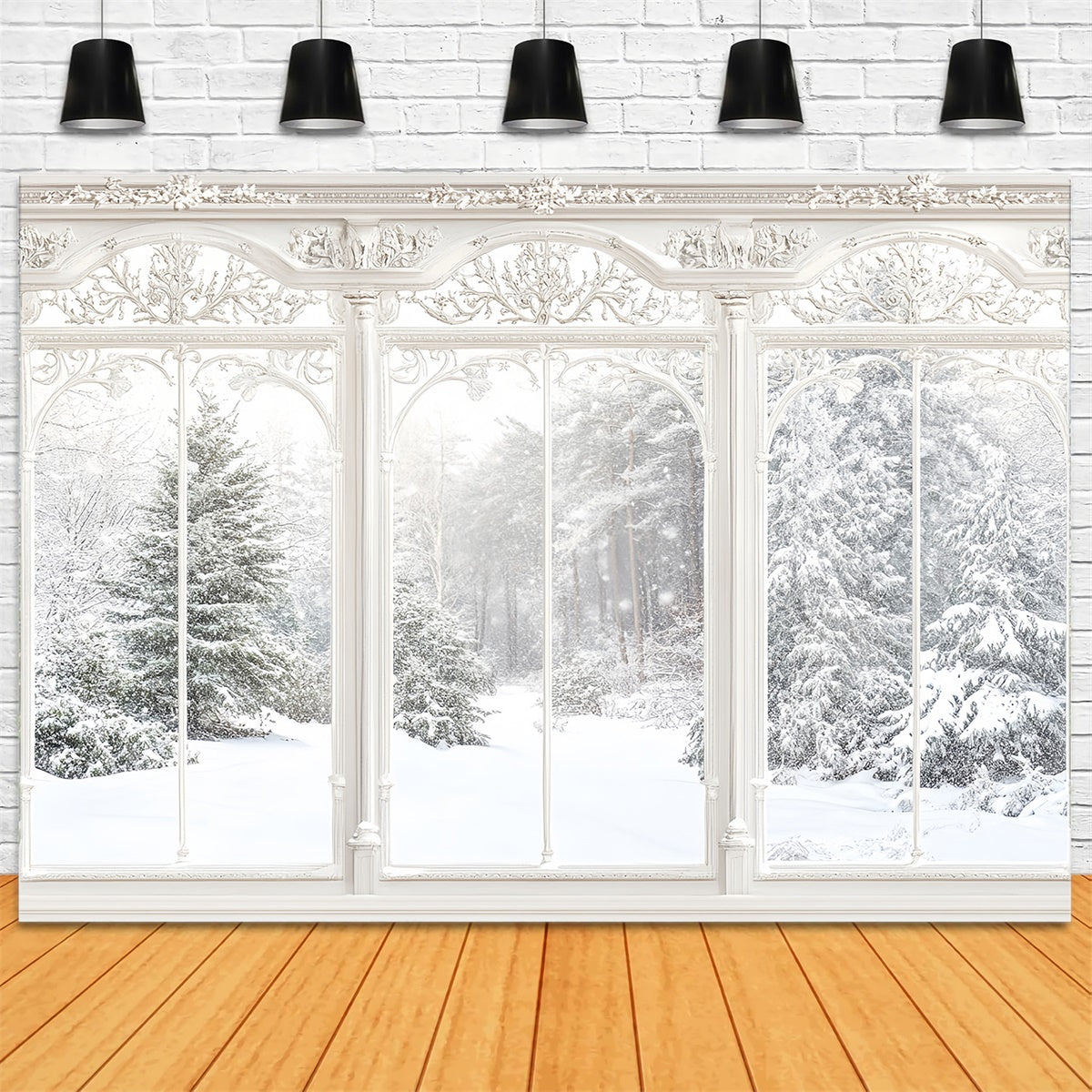 Winter Backdrop Ornate Winter Window View Backdrop UK MRR7-159
