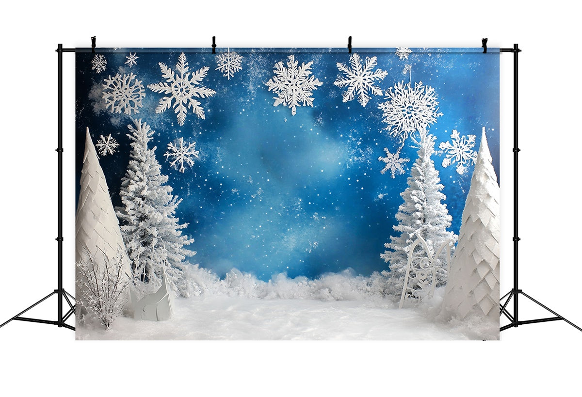 Snowflake Backdrop Frosted Blue Winter Backdrop UK MRR7-166