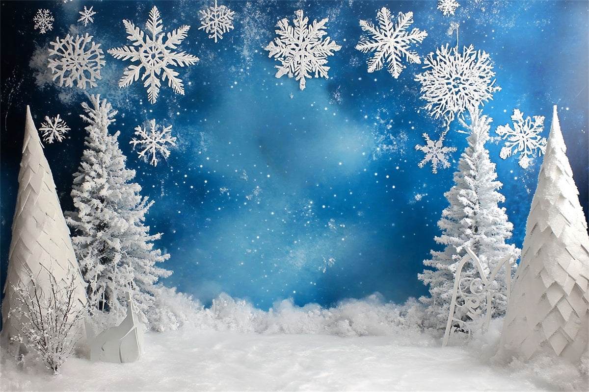 Snowflake Backdrop Frosted Blue Winter Backdrop UK MRR7-166