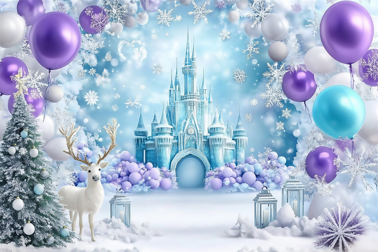 Winter Photo Backdrop Ice Castle Balloon Backdrop UK MRR7-167