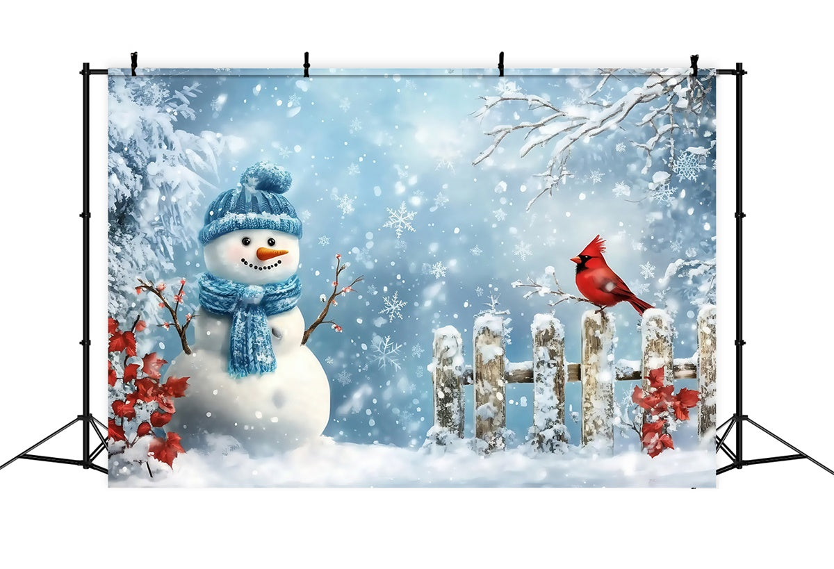 Snowy Backdrop Cardinal Snowman Cheerful Backdrop UK MRR7-170