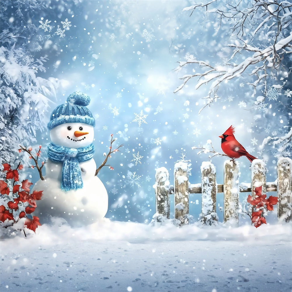 Snowy Backdrop Cardinal Snowman Cheerful Backdrop UK MRR7-170